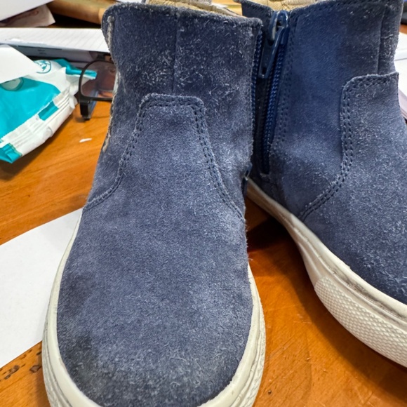 VGUC Mini Boden Navy Blue Rainbow Suede Boots UK Size 25 US Size 3 - Picture 13 of 14